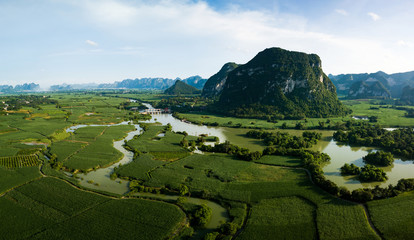 Karst landscape and agricultural fields in Guangxi province at south China