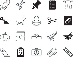 clip vector icon set such as: trap, approval, chemical, choice, cattle, arrow, planet, pinned, pattern, man, home, cotton, emblem, fossil, string, push, presentation, folded, fastener, edge