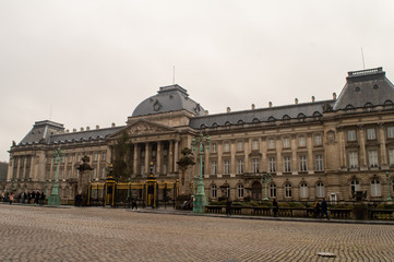 Royal Palace of Brussels, cloudy winter time in Brussels, Belgium on December 30, 2018. 