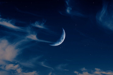 Fototapeta na wymiar nightly sky with large moon