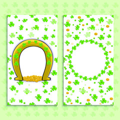 Happy saint patrick day. Vector decorative card. Retro vector illustration.  Green leaf.  Green clover symbol. 