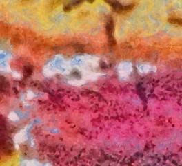 Close up oil paint abstract background. Art textured brushstrokes in macro. Part of painting. Old style artwork. Dirty watercolor texture. Modern pattern. Chaotic splashes. Multi-colors design.