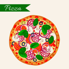 Pizza italiana vector illustration. Flat design.