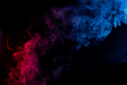 abstract red purple and blue smoke overlay on black background