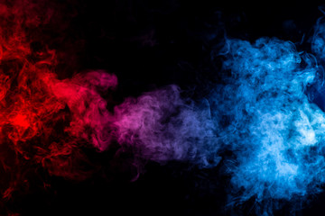 Fototapeta na wymiar abstract red purple and blue smoke on black background