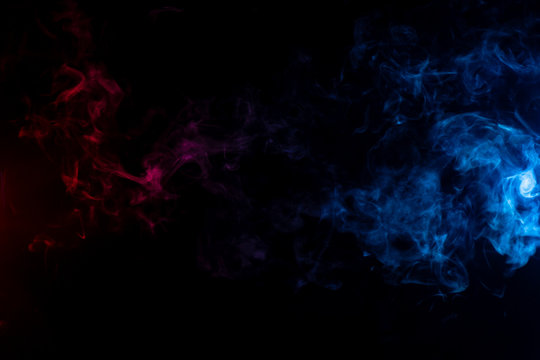 abstract red purple and blue smoke on black background