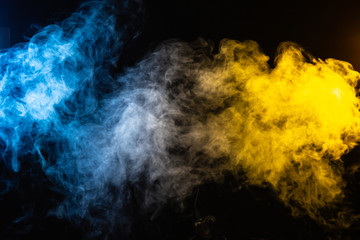 abstract blue and yellow smoke background with space for text - Powered by Adobe