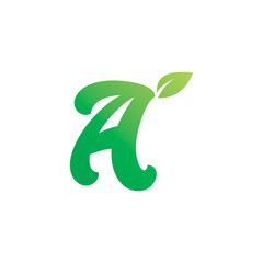 nature leaf font letter logo design