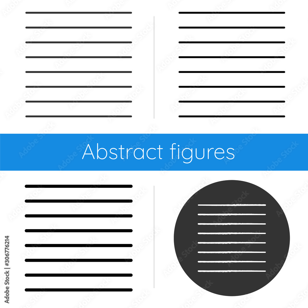 Poster parallel lines icon. straight black strokes. ink monochrome stripes. geometric flat figures. abstrac