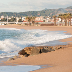 deserted beach of Santa Susanna in February at sunrise