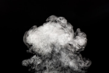 white poofy smoke on black background