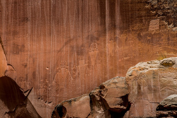 Fototapeta na wymiar Petroglyphs near Fruita in Capitol Reef National Parc Utah