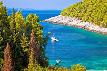 Korcula. Pupnatska Luka cove on Korcula island sailing destination view