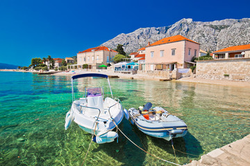 Beach in Town of Orebic on Peljesac peninsula view