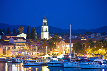 Korcula. Waterfront of Vela Luka on Korcula island evening view