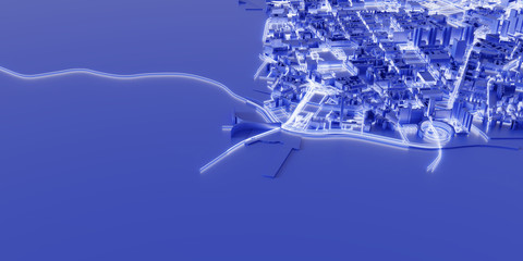 Techno mega city; urban and futuristic technology concepts, original 3d rendering