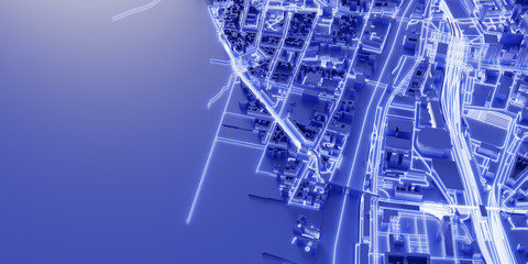 Techno mega city; urban and futuristic technology concepts, original 3d rendering