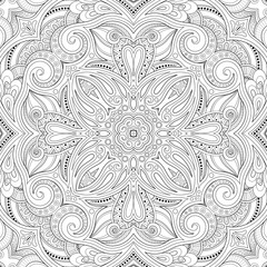 Monochrome Seamless Pattern with Mosaic Motif