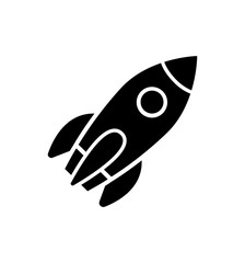 Rocket ship icon black flat isolated on white background