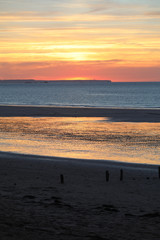 Fototapeta na wymiar Beauty sunset view from beach in Saint Malo, Brittany, France