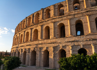 Obraz premium Roman amphitheatre of El Jem, a UNESCO World Heritage site in El Djem, Tunisia