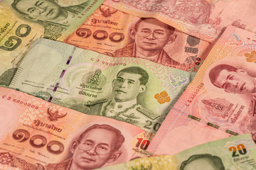 Obraz premium A composition of Thai baht. THB banknotes