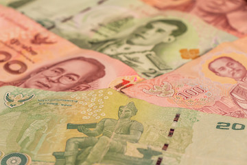 A composition of Thai baht. THB banknotes