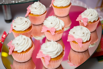 Beautiful and delicious cakes on a festive day