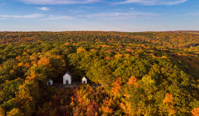 Naklejka premium Oka National Park aerial view in autumn