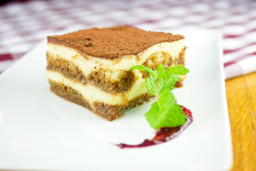 Cake on a restaurant table