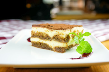 Cake on a restaurant table