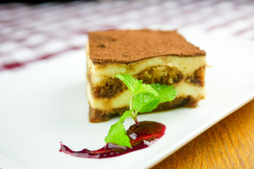 Cake on a restaurant table