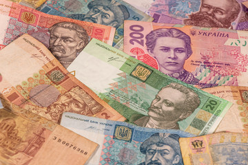Fototapeta na wymiar A composition of Ukrainian hryvnia. UAH banknotes