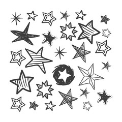 Hand drawn doodle stars. Vector illustration.