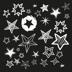 Hand drawn doodle stars. Vector illustration.