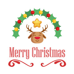 Merry christmas. Typographic composition with decoration. Vector illustration.