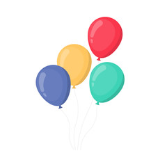Obraz premium Bunch of balloons of different color isolated on white background. Vector illustration.