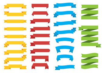 Set of different color ribbons on white background. Vector Illustration.