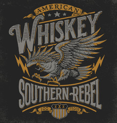 Hand drawn Eagle Whiskey label inspired T-shirt graphic - 306792246
