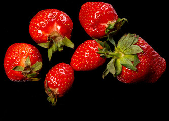 Strawberry pattern on a black background