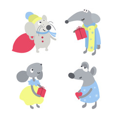 Cute grey rat in various poses