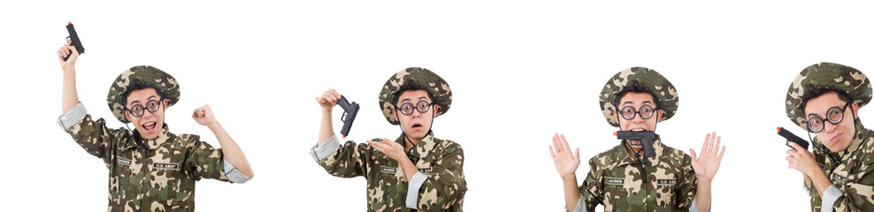 Funny soldier isolated on the white