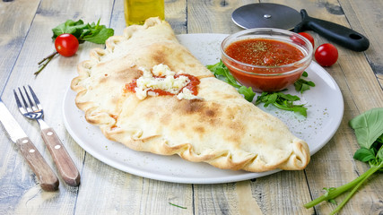 Calzone on a restaurant table
