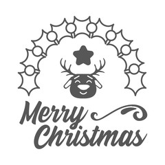 Merry christmas. Typographic composition with decoration. Vector illustration.