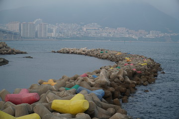 wave breaker at the songdo beach