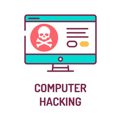 Computer hacking color line icon. Attempt to exploit a computer system or a private network inside a computer. Pictogram for web page, mobile app, promo. UI UX GUI design element. Editable stroke.