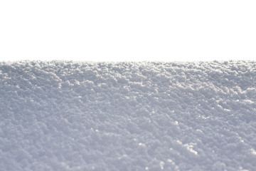 Snow border on white background. Blank for design. The texture of the snow.