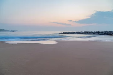 Deurstickers Beautiful tropical beach at sunset or sunrise Low tide © Emoji Smileys People