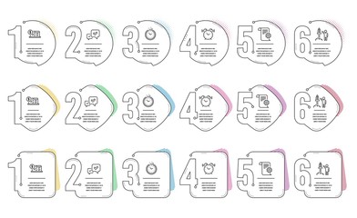 Approve, Launch project and Technical documentation line icons set. Infographic timeline. Time, Online accounting and Alarm clock signs. Accepted message, Business innovation, Manual. Clock. Vector