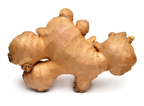 Fresh ginger root isolated on white background. Creative medical concept, spice in cooking